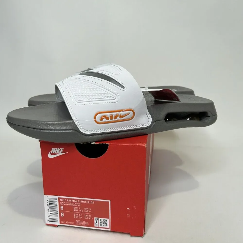 Nike Max Cirro Slides Sandals “White Gray Orange Platinum” 2024